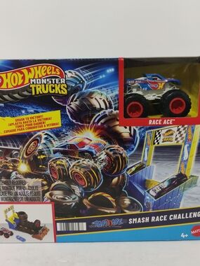 Hot Wheels Monster Trucks Race Ace Smash Challenge - Blue/Red